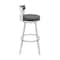 Armen Living Lynof Swivel Counter Stool in Silver Metal with Gray Faux Leather 840254335479 - alternate 3